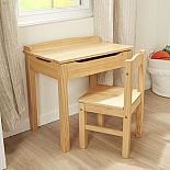 Wooden Lift-Top Desk & Chair