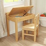 Wooden Lift-Top Desk & Chair