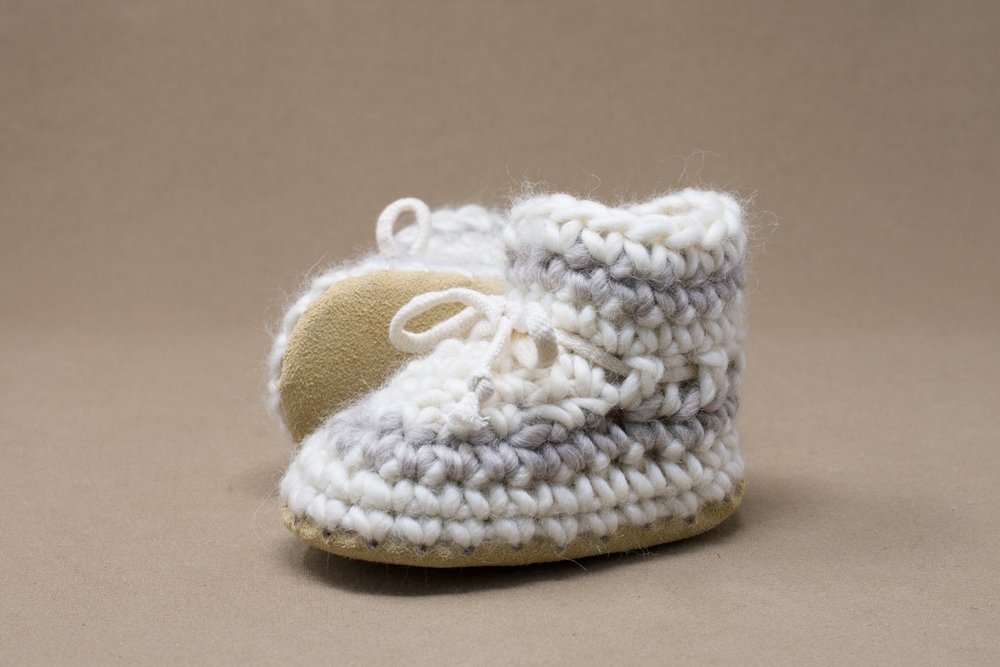Baby Slippers 3 Cream Stripe
