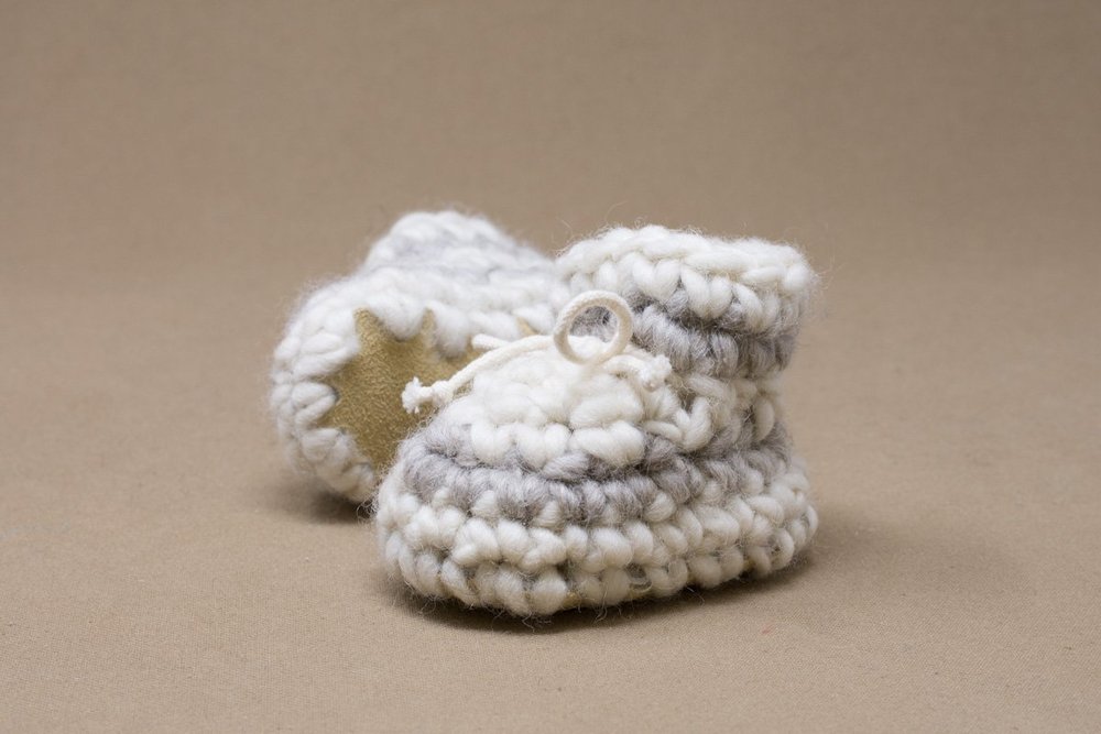 Newborn Slippers Cream Stripe