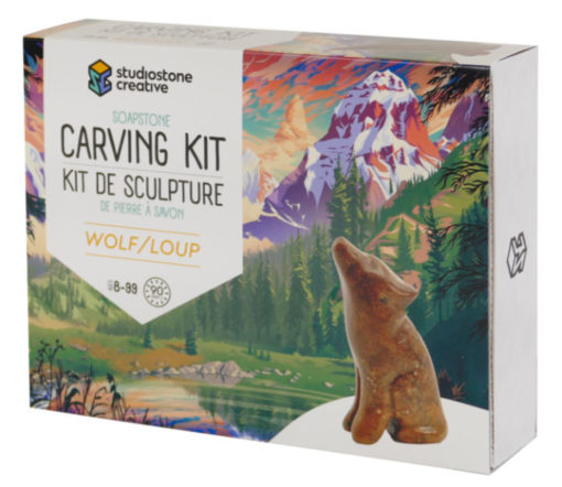 Wolf Soapstone Carving Kit MEDIUM Kids and Adult Craft Kit Carving